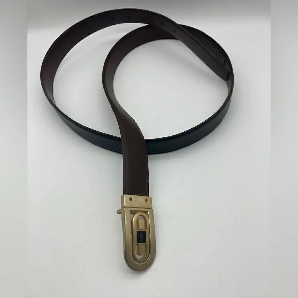 Geoffrey Beene Leather Brown/Black Men’s Belt Size 44-110 Made in Italy